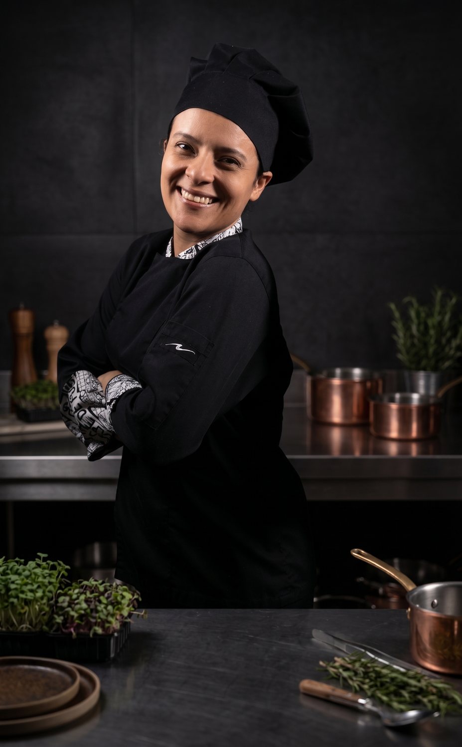 Chef María Elena Ferreira Riquett en su cocina